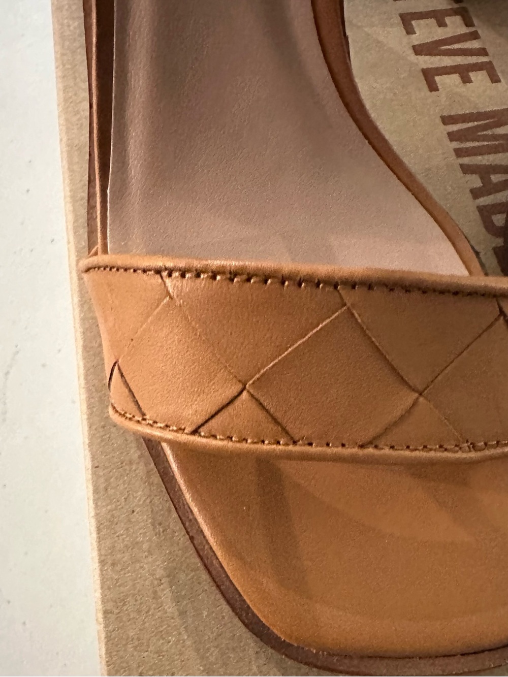 Steve Madden Cognac Quilted Block Heel Sandal - Picture 6 of 7